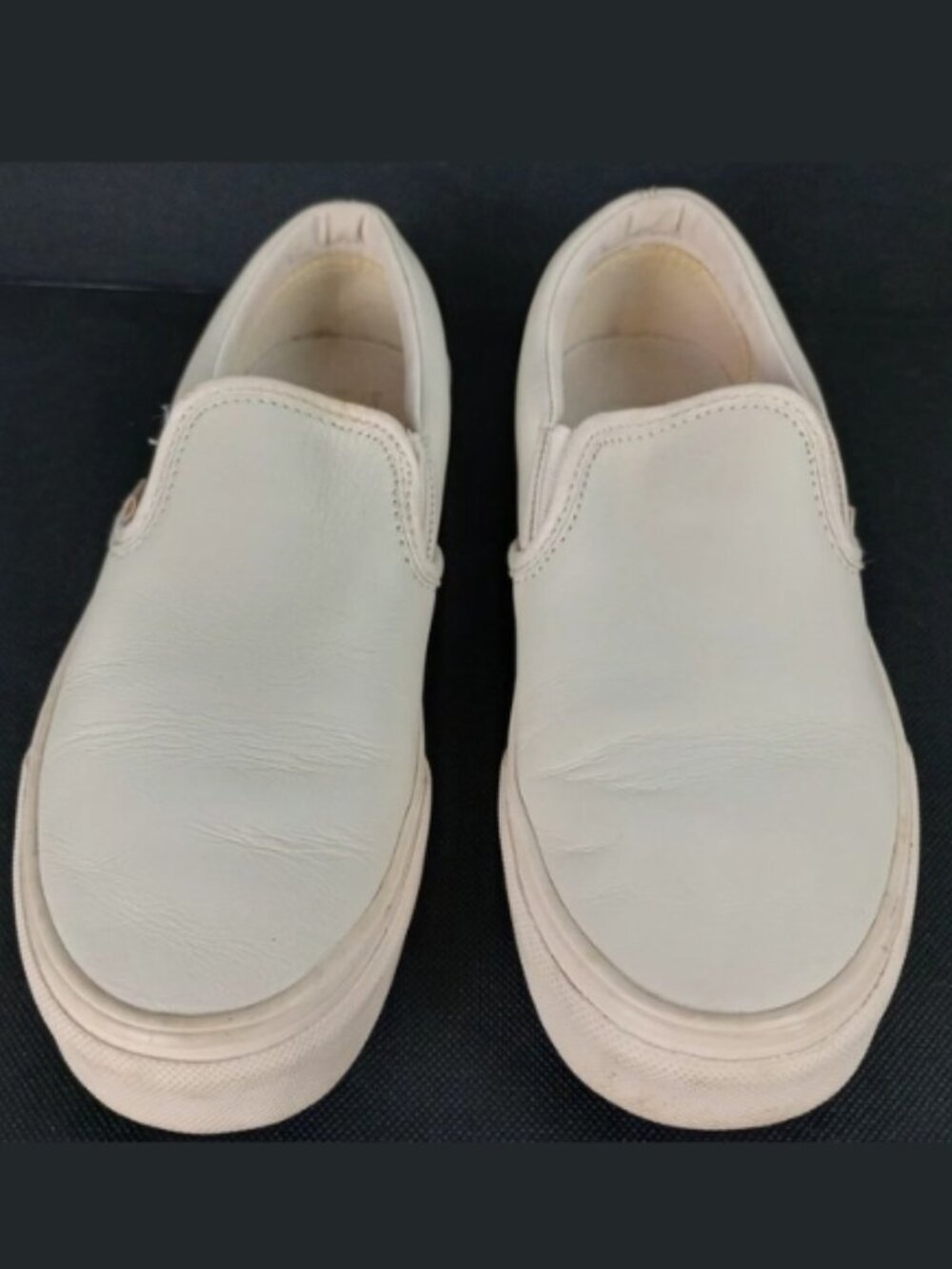 Vans Off the Wall Womens 6.5 Beige Tan Leather Slip On Loafer Shoes - Picture 9 of 13